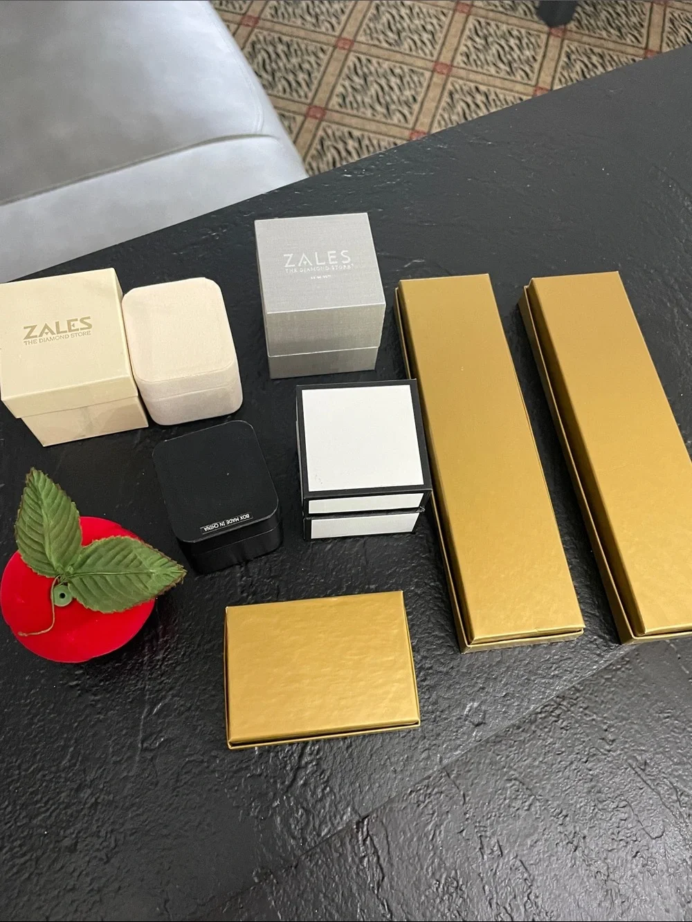 Zales Cream & Silver Jewelry Box and 6 Assorted boxes.